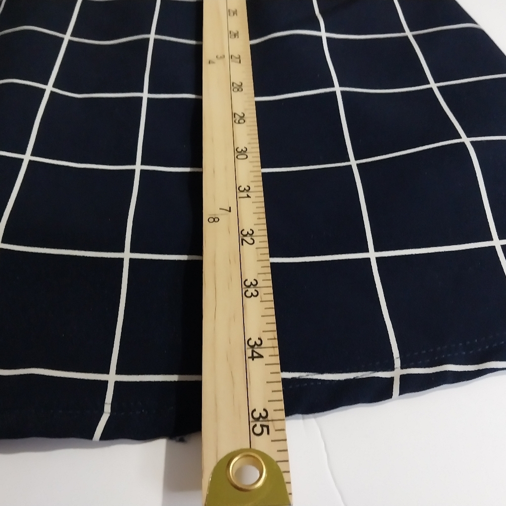 LULUS size L Dark Blue and White Checkered Midi Elegant Formal Dress - Picture 15 of 16